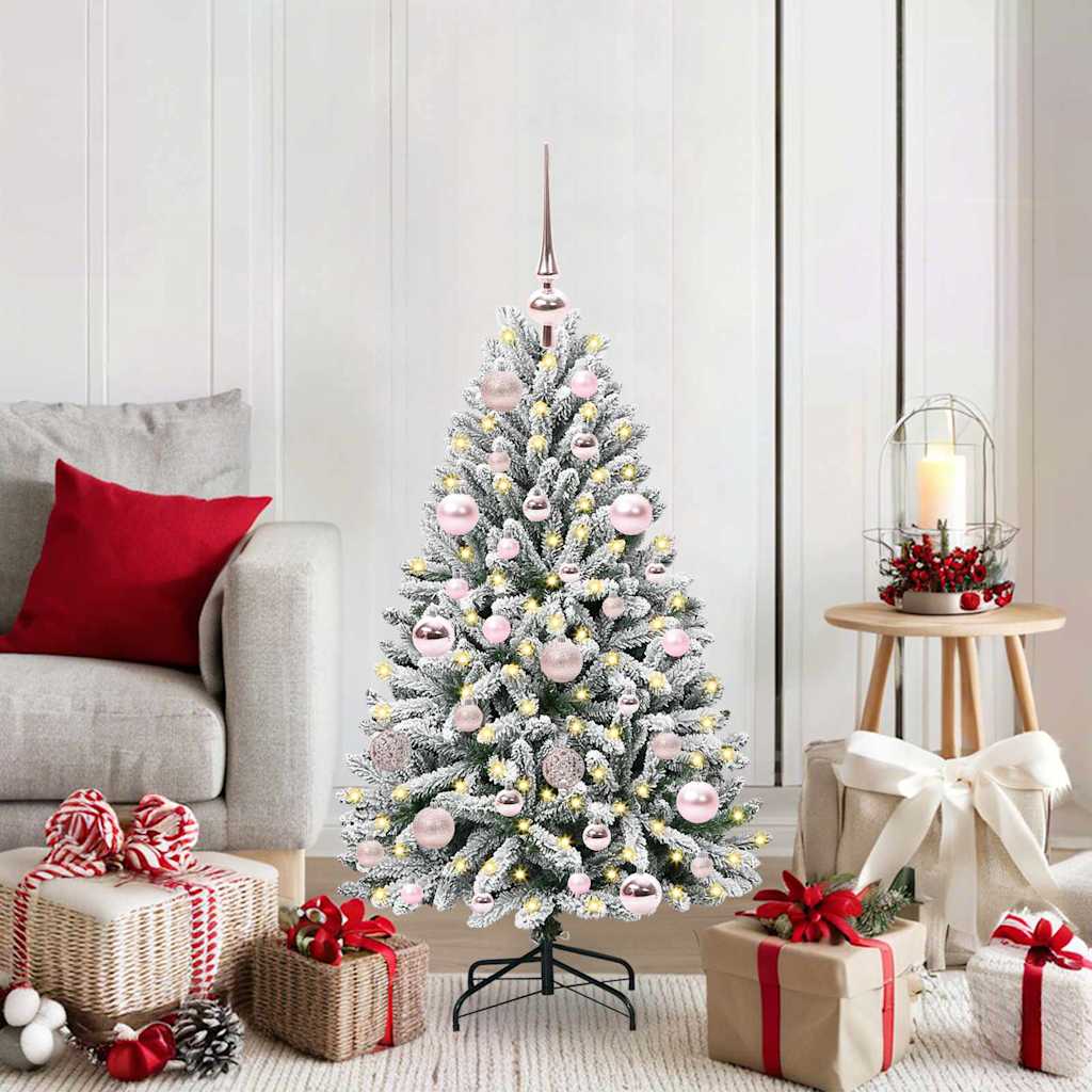 Vidaxl kunstkerstboom met 150 led groen en wit 120 cm pvc en metaal