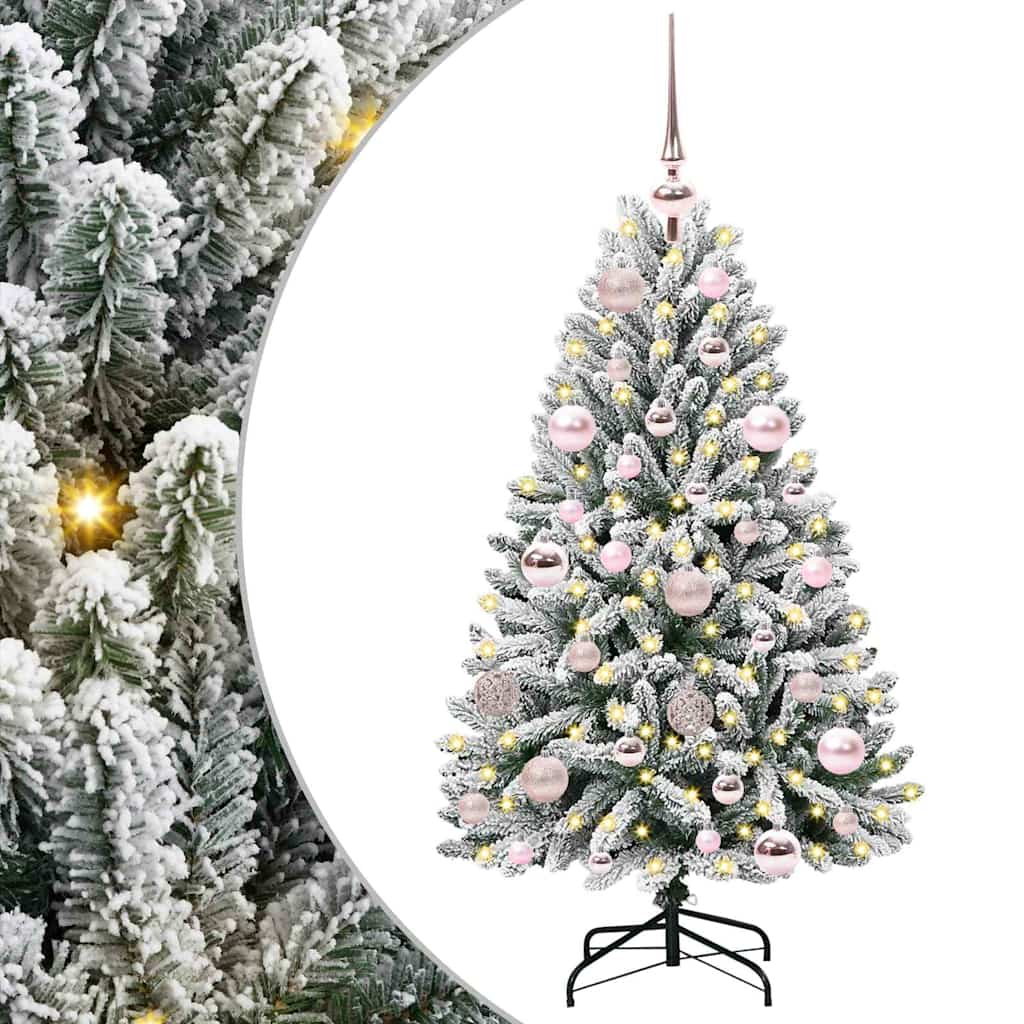 Vidaxl kunstkerstboom met 150 led groen en wit 120 cm pvc en metaal