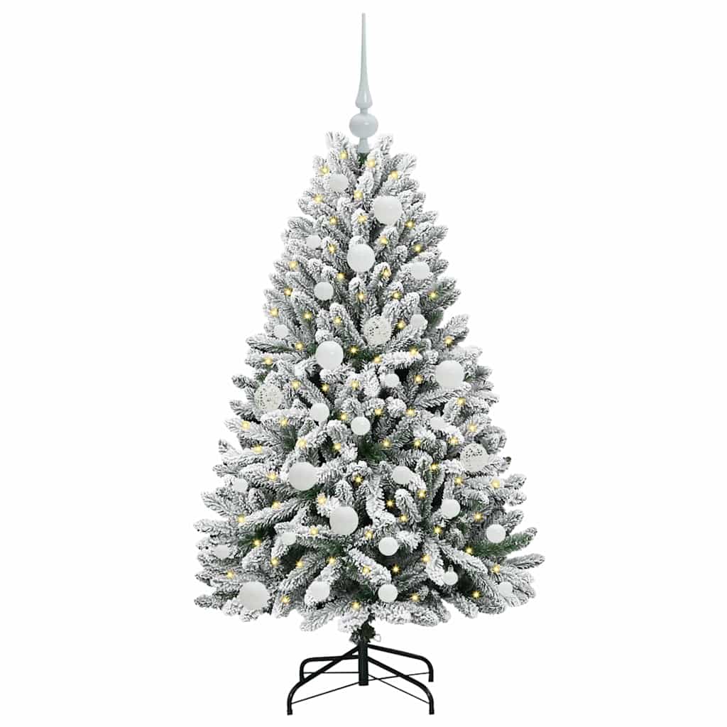 Vidaxl kunstkerstboom met 150 led groen en wit 120 cm pvc en metaal