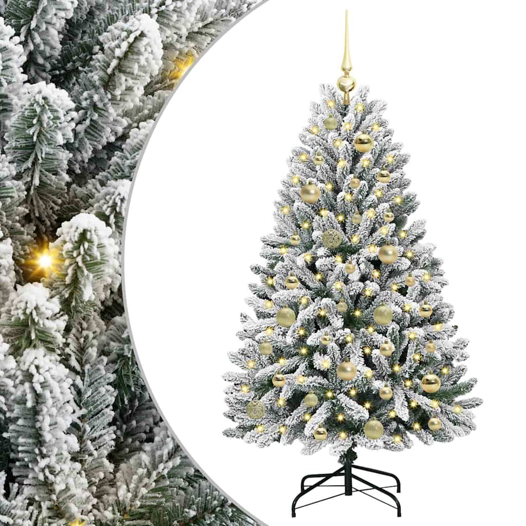 Vidaxl kunstkerstboom met 150 led groen en wit 120 cm pvc en metaal