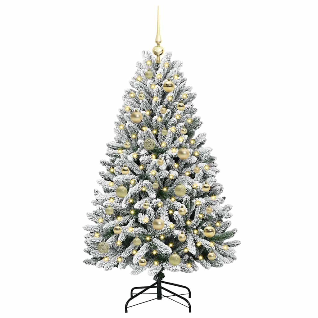 Vidaxl kunstkerstboom met 150 led groen en wit 120 cm pvc en metaal