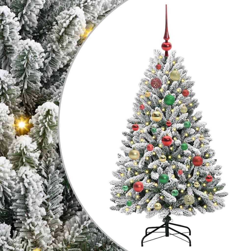 Vidaxl kunstkerstboom met 150 led groen en wit 120 cm pvc en metaal
