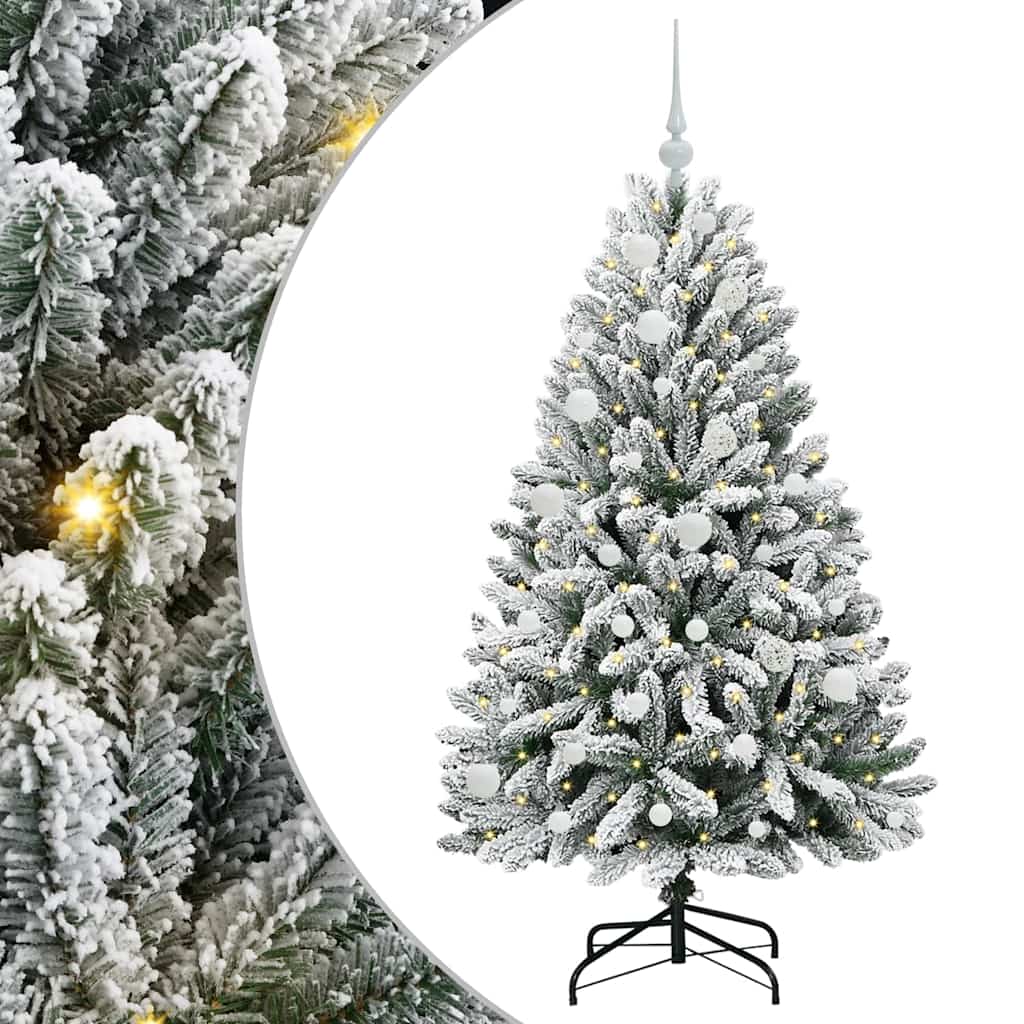 Vidaxl kunstkerstboom met 150 led groen en wit 150 cm pvc en metaal