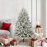 Vidaxl kunstkerstboom met 150 led groen en wit 150 cm pvc en metaal