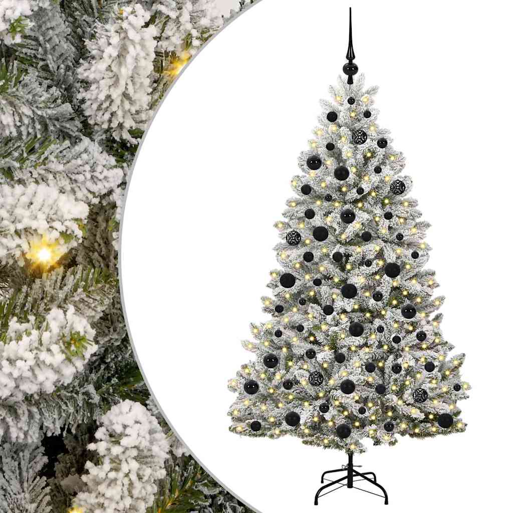 Vidaxl kunstkerstboom met 300 led groen en wit 180 cm pvc en metaal