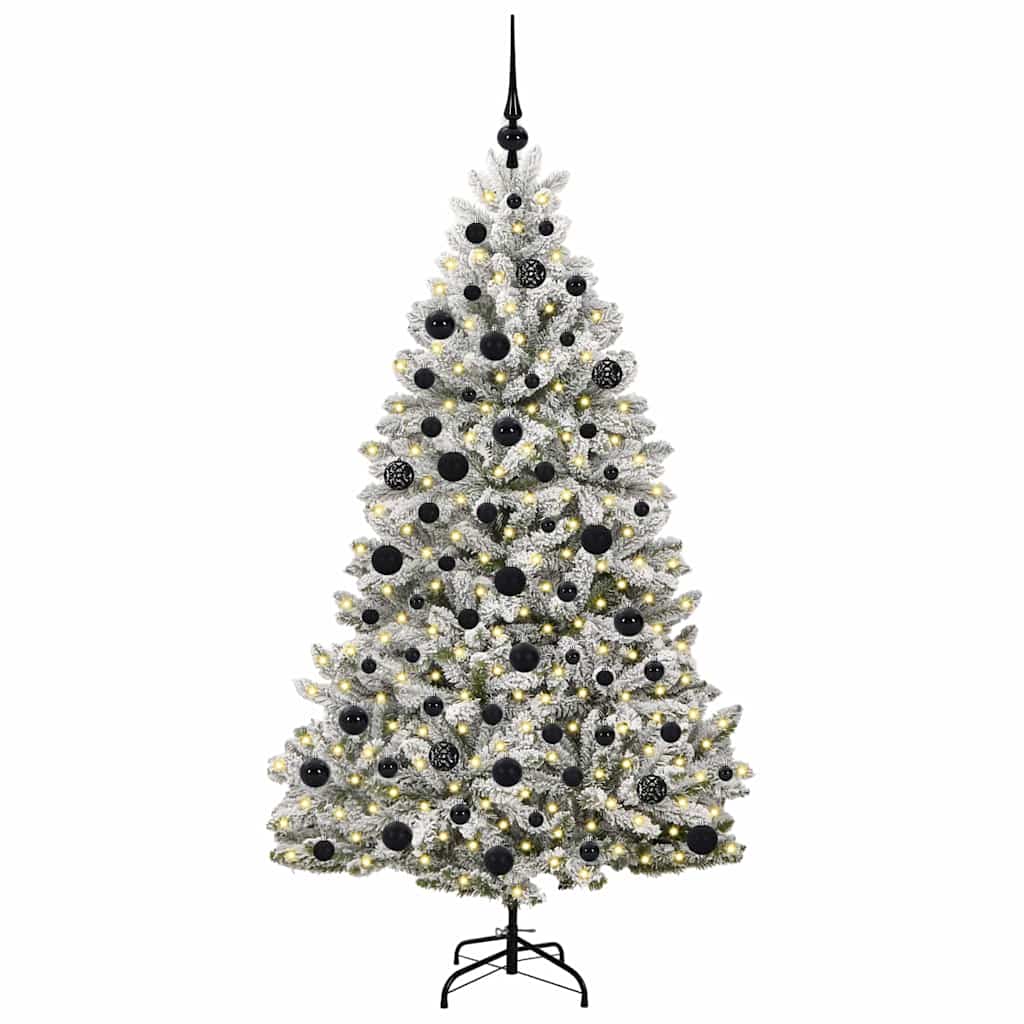 Vidaxl kunstkerstboom met 300 led groen en wit 180 cm pvc en metaal