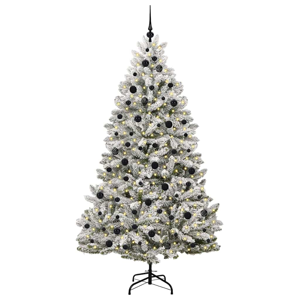 Vidaxl kunstkerstboom met 300 led groen en wit 210 cm pvc en metaal