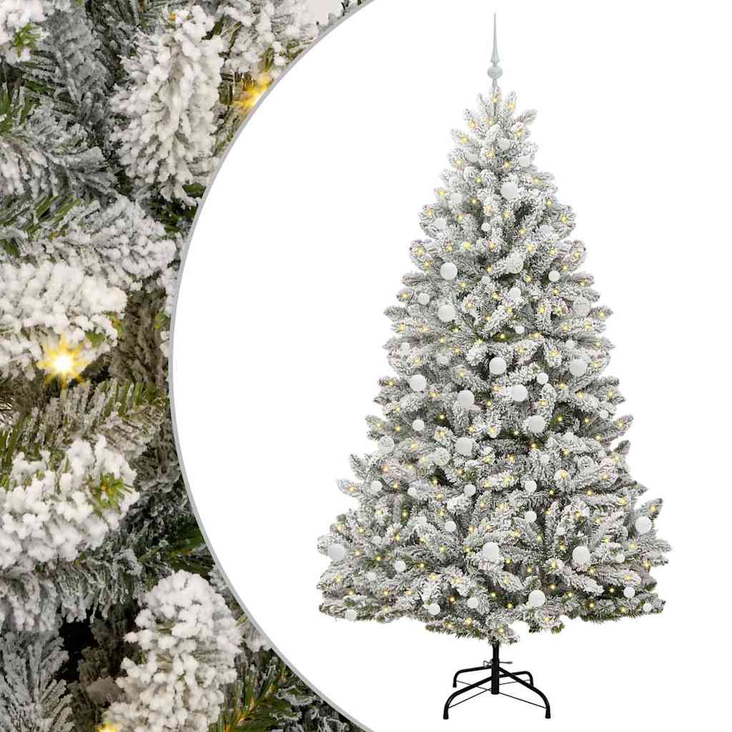 Vidaxl kunstkerstboom met 300 led groen en wit 210 cm pvc en metaal