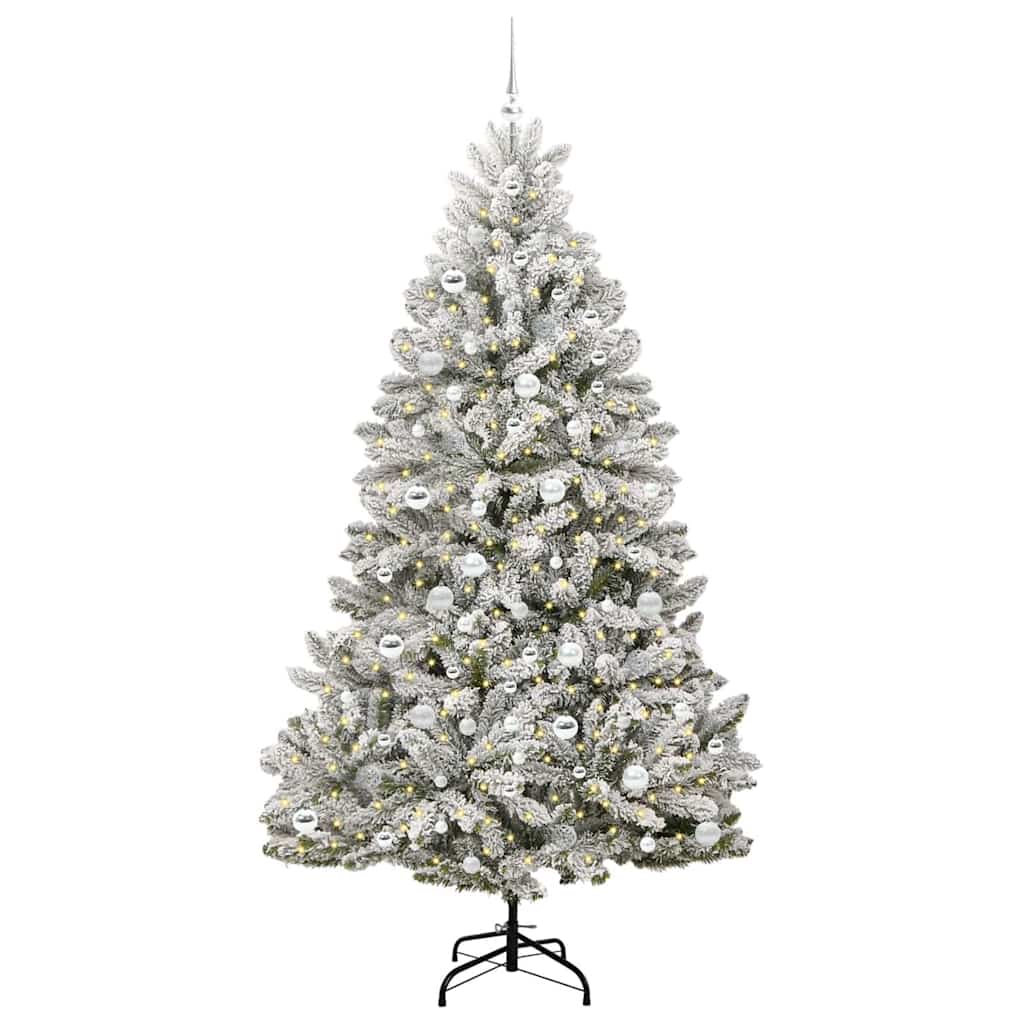 Vidaxl kunstkerstboom met 300 led groen en wit 210 cm pvc en metaal