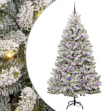 Vidaxl kunstkerstboom met 300 led groen en wit 210 cm pvc en metaal