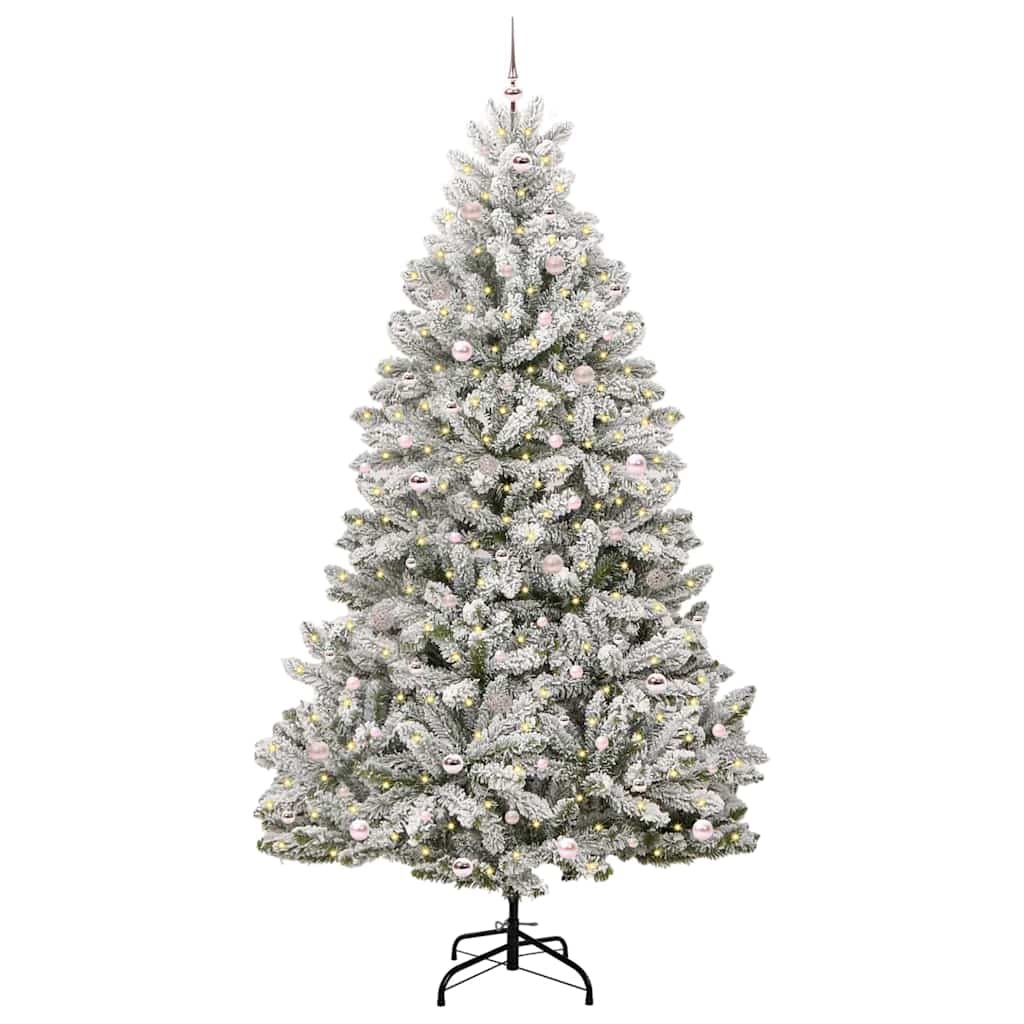 Vidaxl kunstkerstboom met 300 led groen en wit 270 cm pvc en metaal