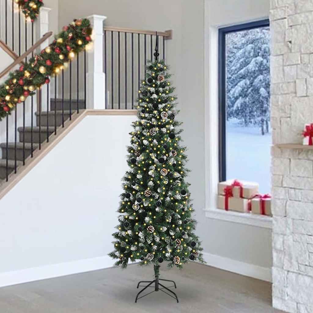 Vidaxl kunstkerstboom met 300 led groen 240 cm pvc en plastic en staal
