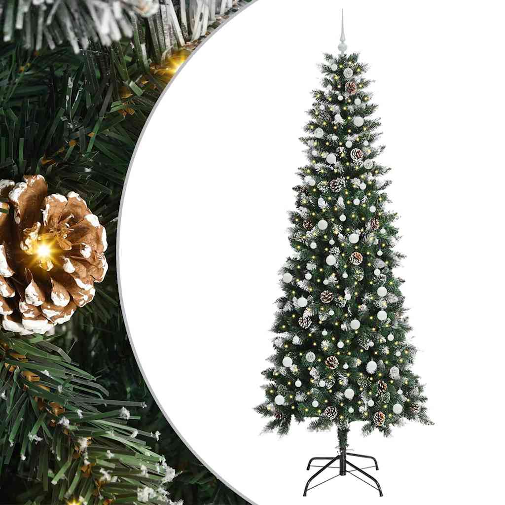 Vidaxl kunstkerstboom met 300 led groen 240 cm pvc en plastic en staal