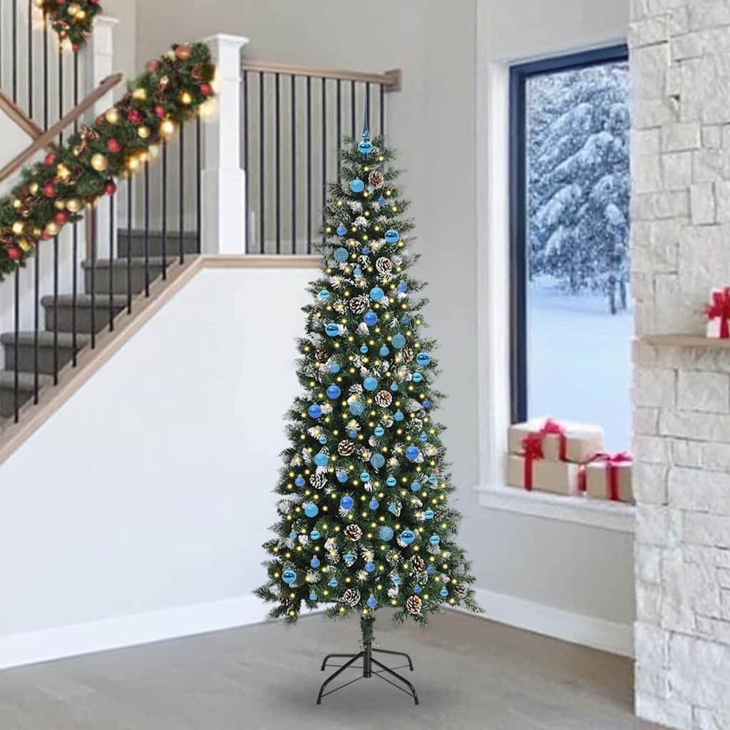 Vidaxl kunstkerstboom met 300 led groen 240 cm pvc en plastic en staal