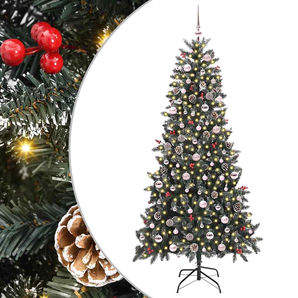 Vidaxl kunstkerstboom met 300 led groen 240 cm pvc en plastic en staal
