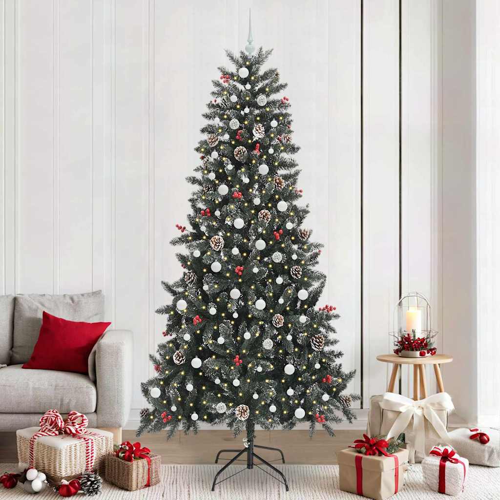 Vidaxl kunstkerstboom met 300 led groen 240 cm pvc en plastic en staal