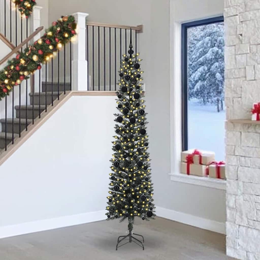 Vidaxl kunstkerstboom met 300 led groen 240 cm pvc en plastic en staal