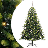 Vidaxl kunstkerstboom met scharnier 150 leds groen 150 cm pvc en pe
