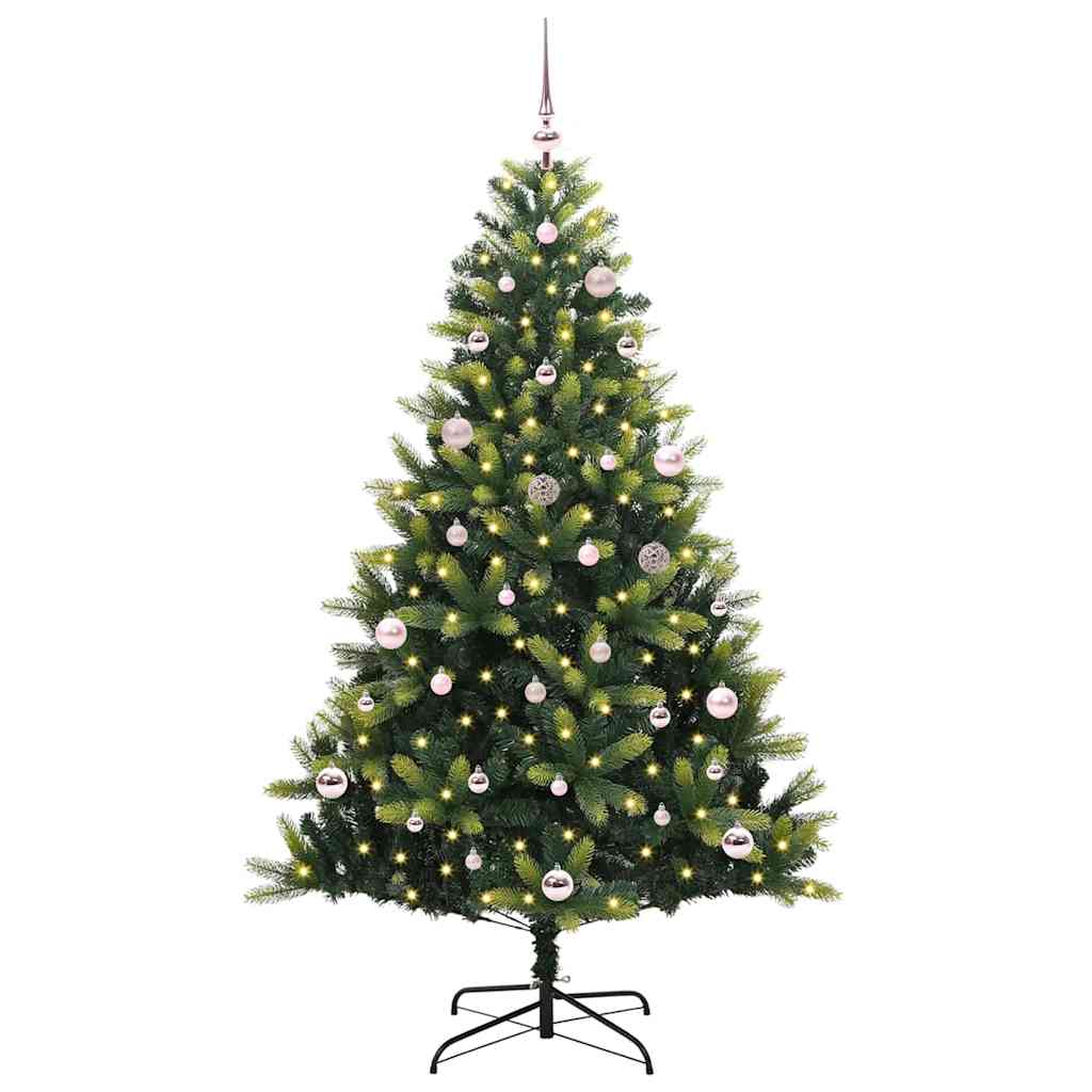 Vidaxl kunstkerstboom met scharnier 150 leds groen 150 cm pvc en pe