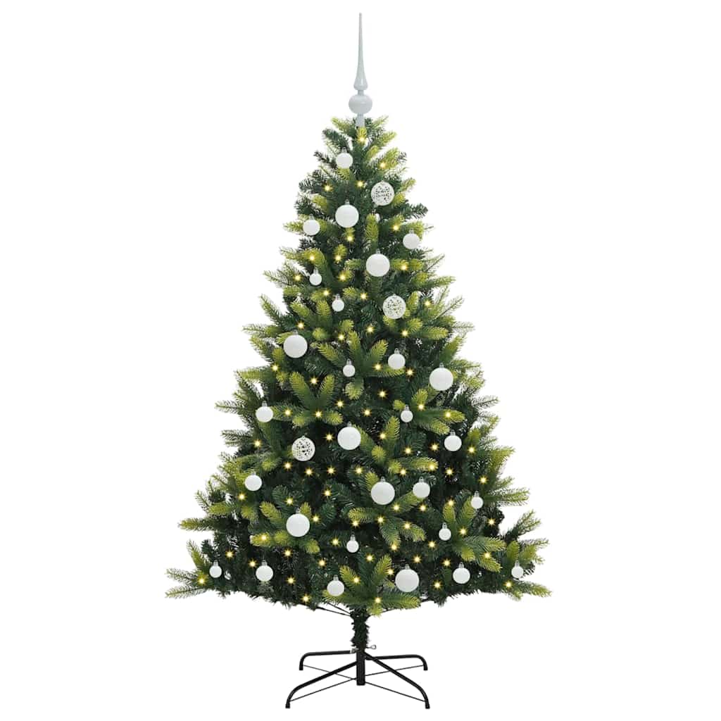 Vidaxl kunstkerstboom met scharnier 150 leds groen 150 cm pvc en pe