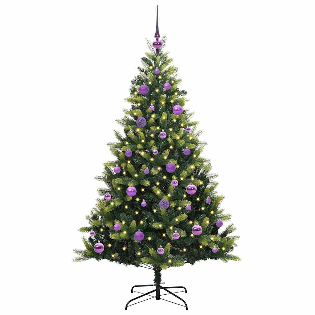 Vidaxl kunstkerstboom met scharnier 150 leds groen 150 cm pvc en pe