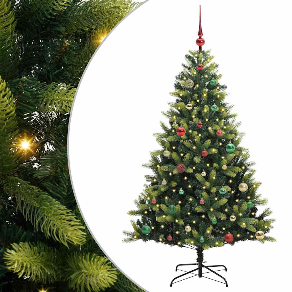 Vidaxl kunstkerstboom met scharnier 150 leds groen 150 cm pvc en pe