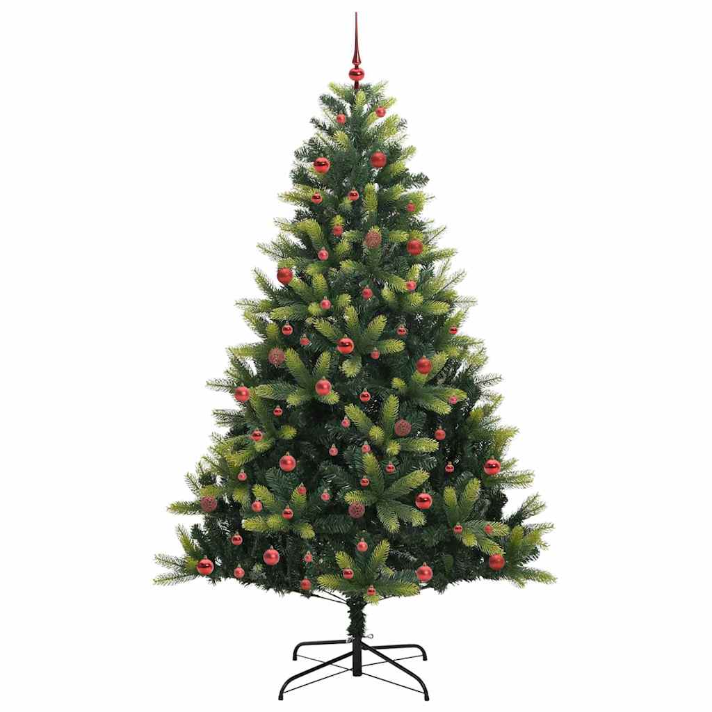 Vidaxl kunstkerstboom met scharnier 300 leds groen 210 cm pvc en pe