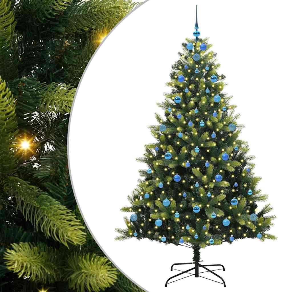 Vidaxl kunstkerstboom met scharnier 300 leds groen 210 cm pvc en pe