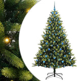 Vidaxl kunstkerstboom met scharnier 300 leds groen 210 cm pvc en pe