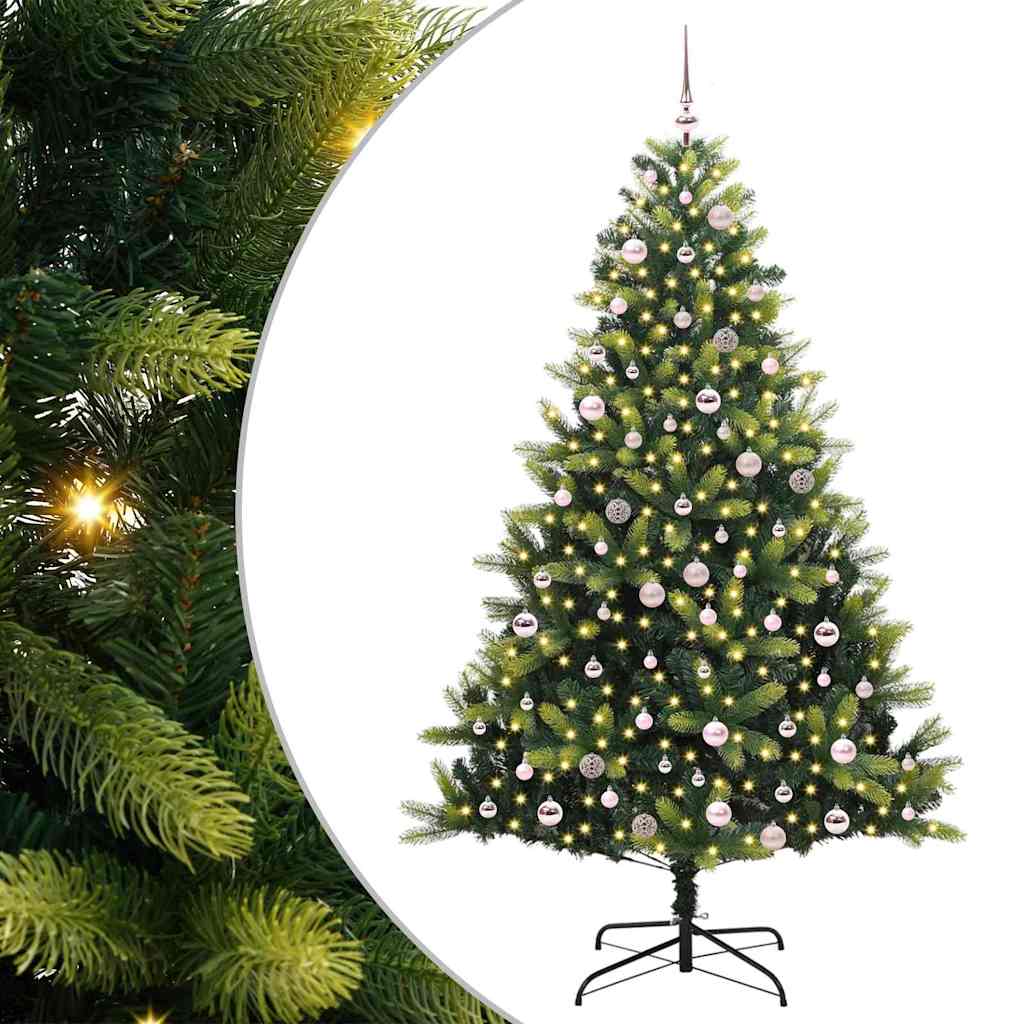 Vidaxl kunstkerstboom met scharnier 300 leds groen 240 cm pvc en pe