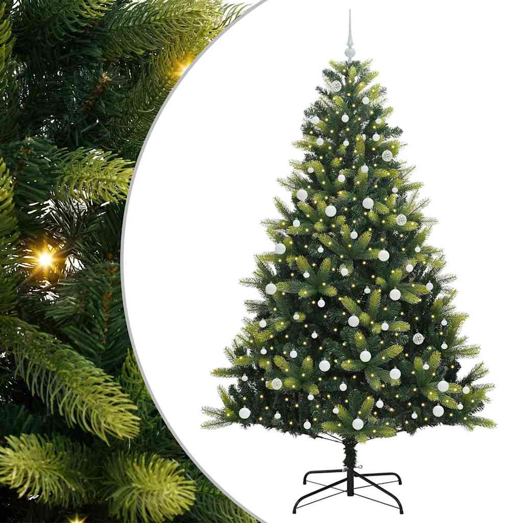 Vidaxl kunstkerstboom met scharnier 300 leds groen 240 cm pvc en pe