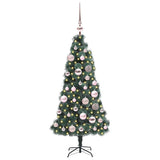 Vidaxl kunstmatige voorverlichte kerstboom met bollen set groen 120 cm