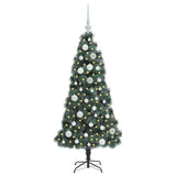 Vidaxl kunstmatige voorverlichte kerstboom met ballenset groen 120 cm