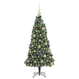 Vidaxl kunstkerstboom met verlichting en ballenset groen 120 cm pet