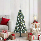 Vidaxl kunstkerstboom met verlichting en ballenset groen 120 cm pet