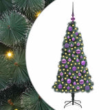 Vidaxl kunstkerstboom met lichtjes en ballenset groen 120 cm pet