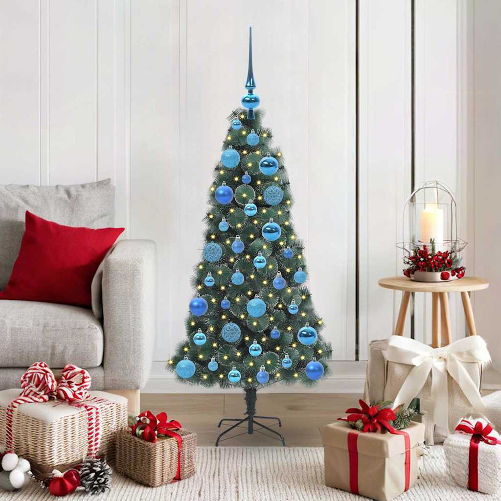 Vidaxl kunstmatige voorverlichte kerstboom met bal set groen 120 cm