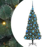 Vidaxl kunstmatige voorverlichte kerstboom met bal set groen 120 cm