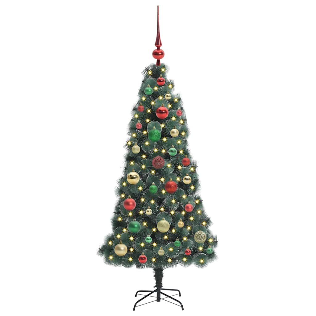 Vidaxl kunstmatige voorverlichte kerstboom met ballenset groen 120 cm