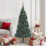 Vidaxl kunstmatige voorverlichte kerstboom met bal set groen 150 cm