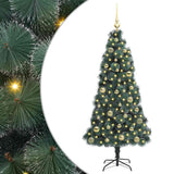Vidaxl kunstkerstboom met verlichting en balset groen 150 cm pet