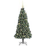 Vidaxl kunstkerstboom met verlichting en balset groen 150 cm pet