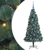 Vidaxl kunstkerstboom met verlichting en ballenset groen 150 cm pet