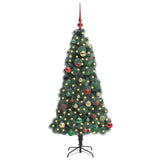 Vidaxl kunstmatige voorverlichte kerstboom met ballen set groen 150 cm