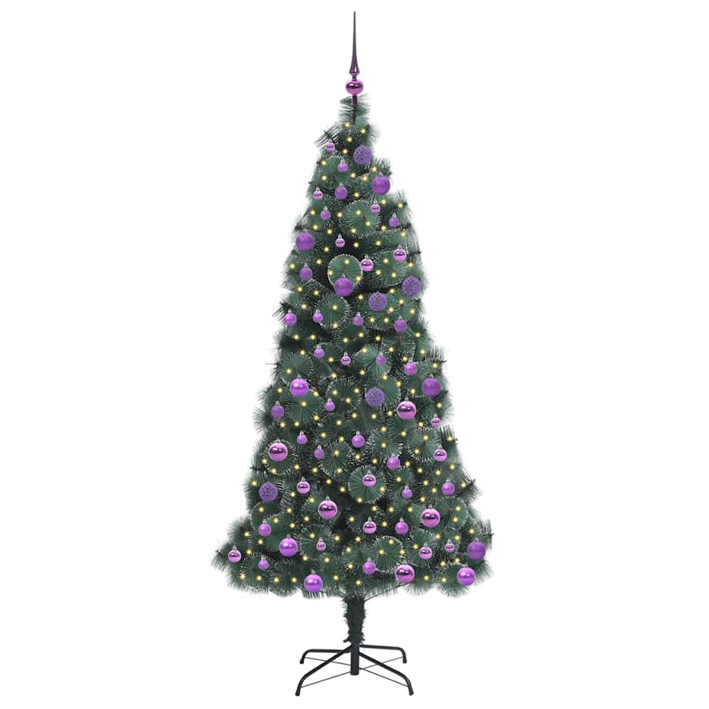 Vidaxl kunstmatige voorverlichte kerstboom met ballenset groen 180 cm