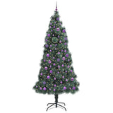 Vidaxl kunstkerstboom met ballen set, verlicht groen 240 cm pet