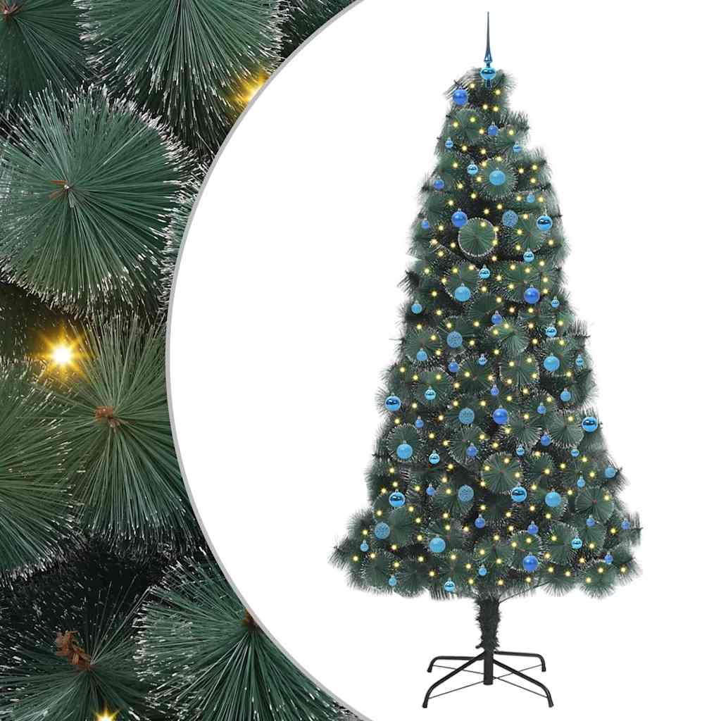 Vidaxl kunstmatige voorverlichte kerstboom met ballenset groen 240 cm