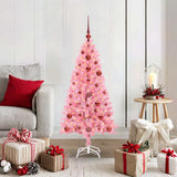 Vidaxl kerstboom met 150 led met standaard roze 120 cm pvc