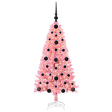 Vidaxl kerstboom met 150 led met standaard roze 120 cm pvc
