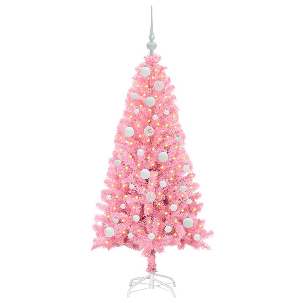 Vidaxl kerstboom met 150 led met standaard roze 120 cm pvc